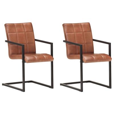 vidaXL Eetkamerstoelen 2 st echt leer bruin vidaXL Eetkamerstoelen 2 st echt leer bruin