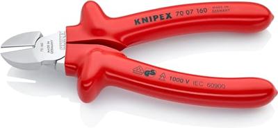 Knipex Zijsnijtang verchroomd dompelisolatie, VDE-getest 160 mm - 7007160