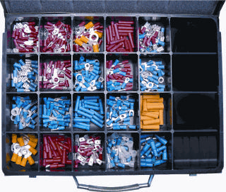 Assortiment Geïsoleerde Kabelschoenen ineen 21-vaks metalen