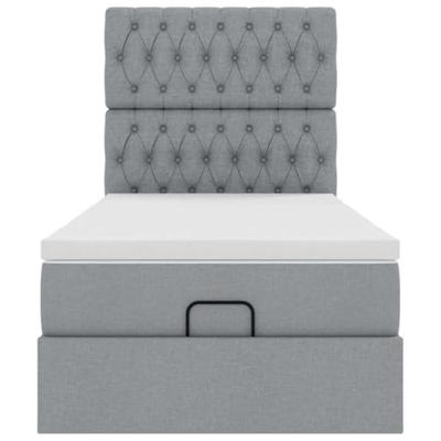 Bed met matras 100x200 cm stof lichtgrijs