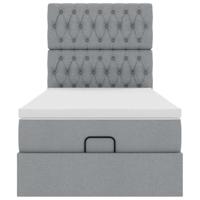 Ottoman bed met matras 80x200cm stof lichtgrijs - thumbnail