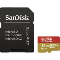 SanDisk Extreme® Action Cam microSDHC-kaart 32 GB Class 10, UHS-I, UHS-Class 3, v30 Video Speed Class Incl. SD-adapter, A1-vermogensstandaard - thumbnail