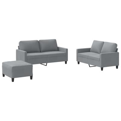 3-delige Loungeset met kussens stof lichtgrijs