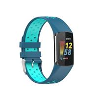 FitBit Charge 5 & 6 Sportbandje met gesp - Blauw / turquoise - Tweekleurig - Maat: L - thumbnail