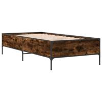 Bedframe bewerkt hout en metaal gerookt eikenkleurig 75x190 cm - thumbnail