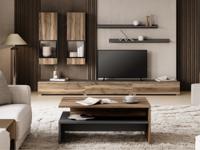 Tv-meubel set BABEL 5 deuren walnoot/grijs eik met salontafel - thumbnail