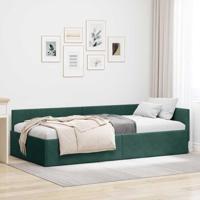 Hoekbedframe Donkergroen 90 x 200 cm Fluweel en Engineered hout - thumbnail