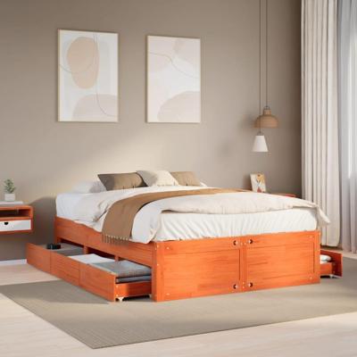 Bedframe zonder matras met lades grenenhout wasbruin 150x200 cm