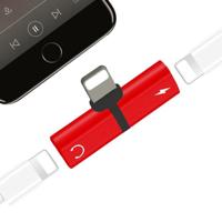 2 in 1 8 Pin 5V 1A Listen Call Audio Converter Earphone Adapter For iPhone X iPhone 8 & 7 iPhone 8 Plus & 7 Plus (Red) - thumbnail