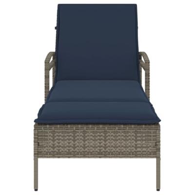 Ligbed met kussen grijs 63x200x81 cm poly rattan (alleen VS) - thumbnail