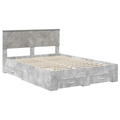 Bedframe met hoofdeinde Beton Grijs 140 x 190 cm Bewerkt hout