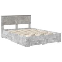 Bedframe met hoofdeinde Beton Grijs 140 x 190 cm Bewerkt hout - thumbnail