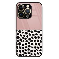 iPhone 14 Pro glazen hardcase - Pink dots - thumbnail