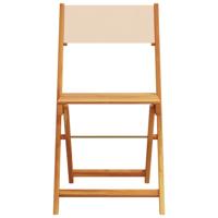 Tuinstoelen 4 st inklapbaar stof en massief hout beige - thumbnail