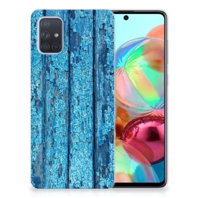 Samsung Galaxy A71 | Bumper Hoesje | Wood Blue Samsung Galaxy A71 | Bumper Hoesje | Wood Blue