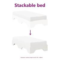 Bedframe zonder matras stapelbaar 75x190 cm massief hout wit - thumbnail