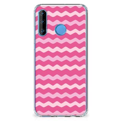 Huawei P30 Lite Doorzichtige Silicone Hoesje Waves Pink