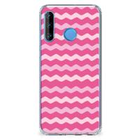 Huawei P30 Lite Doorzichtige Silicone Hoesje Waves Pink - thumbnail
