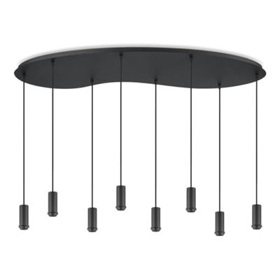 Metaal kroonluchter - Industrie hanglamp - Zwart - Met 8 pcs lampvoeten - Ontworpen voor Eetkamer en Slaapkamer - 120 x 41.3 x 117.5cm - set met E27 Lamphouder - voor Lampenkap met Doorsnede max 15cm - Gloeilamp Niet Inbegrepen