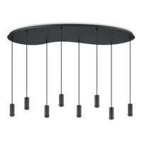 Metaal kroonluchter - Industrie hanglamp - Zwart - Met 8 pcs lampvoeten - Ontworpen voor Eetkamer en Slaapkamer - 120 x 41.3 x 117.5cm - set met E27 Lamphouder - voor Lampenkap met Doorsnede max 15cm - Gloeilamp Niet Inbegrepen - thumbnail