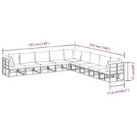 Tuinbankenset met kussen 9 pcs Zwart Aluminium - thumbnail