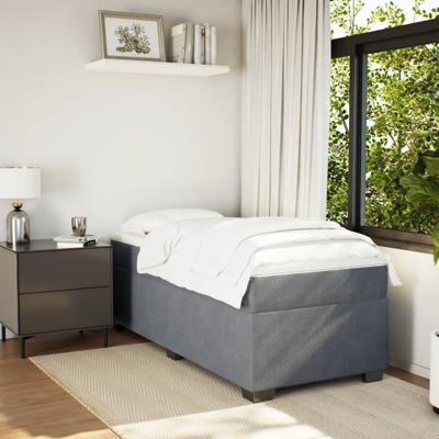 Boxspring met matras fluweel donkergrijs 90x200 cm