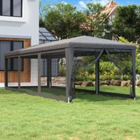 Partytent met 8 mesh zijwanden 3x9 m HDPE antracietkleurig - thumbnail