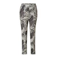 ES&SY slim fit broek Thirza met all over print zwart/ecru - thumbnail