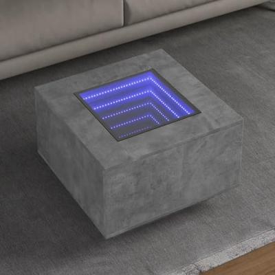 Salontafel met LED 60x60x40 cm bewerkt hout betongrijs