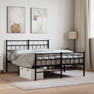 Bedframe met hoofd- en voeteneinde metaal zwart 140x190 cm