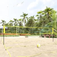 VidaXL Volleybalnet 823x244 cm pe-stof geel en zwart - thumbnail