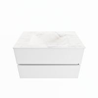 MONDIAZ VICA-DLUX 80cm badmeubel onderkast Talc 2 lades. Inbouw wastafel CLOUD midden 1 kraangat, kleur Ostra. - thumbnail