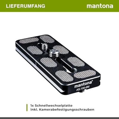 Mantona AS-100-2M Snelwisselplaat Schroefdraad (buiten)=1/4, 3/8 Mantona AS-100-2M Snelwisselplaat Schroefdraad (buiten)=1/4, 3/8