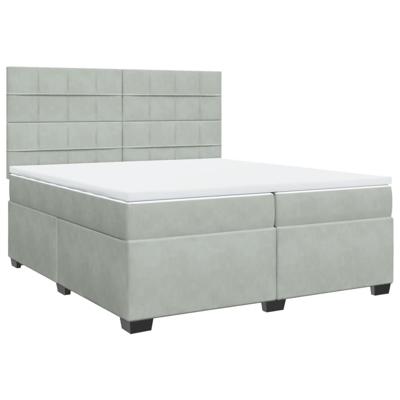 Boxspring met matras fluweel lichtgrijs 200x200 cm