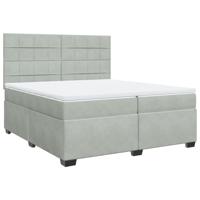 Boxspring met matras fluweel lichtgrijs 200x200 cm - thumbnail