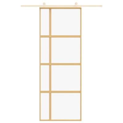 Schuifdeur 76x205 cm helder ESG-glas en aluminium goudkleurig