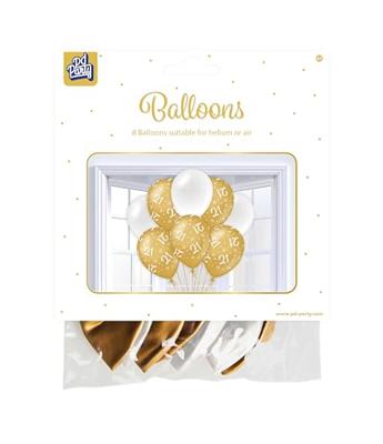 Ballonnen 21 Jaar Goud/Wit (8st)