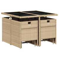 9-delige Tuinset met kussens poly rattan beige - thumbnail