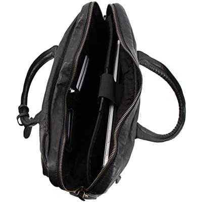 Juscha JU-48201 Laptop Aktetas Roberto Romano ROMA Zwart, Echt Leer 29x40x10cm