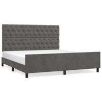 Bedframe zonder matras 160x200 cm fluweel donkergrijs - thumbnail