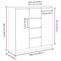 Dressoir met lades 100,5x35x98,5 cm spaanplaat betongrijs - thumbnail