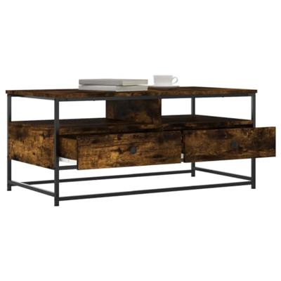 Salontafel 100x51x45 cm bewerkt hout gerookt eikenkleurig