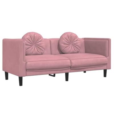 2-delige Loungeset met kussens fluweel roze