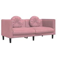 2-delige Loungeset met kussens fluweel roze - thumbnail