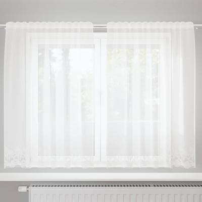 VidaXL Kantgordijn met gordijnen bloemen wit 140 x 150 cm polyester