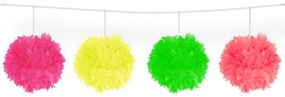 Meerkleurige Neon slinger pompom - 3 meter