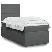 Boxspring met matras stof donkergrijs 90x200 cm - thumbnail