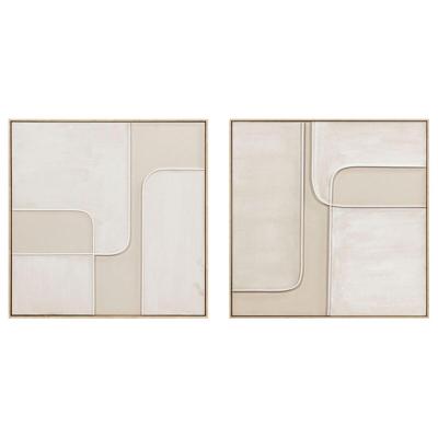 Schilderij Home ESPRIT Wit Beige Abstract Stads 92 x 4,5 x 92 cm (2 Stuks)