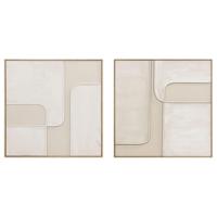 Schilderij Home ESPRIT Wit Beige Abstract Stads 92 x 4,5 x 92 cm (2 Stuks) - thumbnail