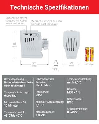 Elektrobock HD13-Profi Radiatorthermostaat Elektronisch 3 tot 40 °C Elektrobock HD13-Profi Radiatorthermostaat Elektronisch 3 tot 40 °C